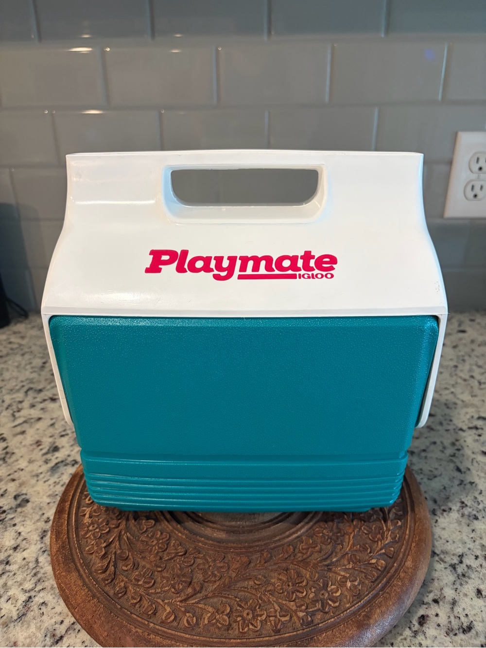 Igloo Playmate Cooler in White and Teal with Pink Logo